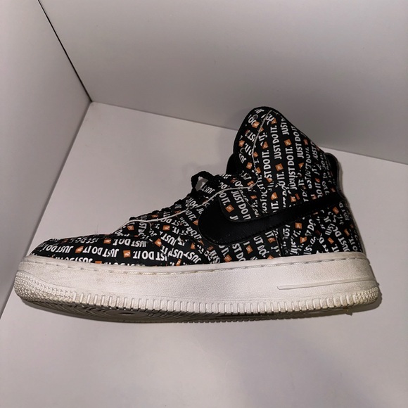 Nike Authenticated Air Force 1 High Tops Black and Orange Just Do It Size 7 - Picture 10 of 17